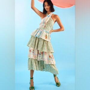 Hunter Bell Berkley Patchwork Halter Dress Size 2